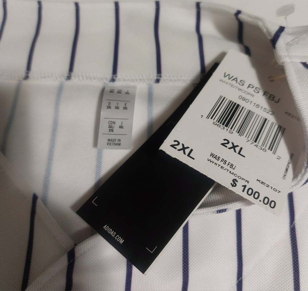 adidas Washington Huskies Mens 2XL White Pinstripe Baseball Jersey Big 10 NWT - Picture 7 of 12